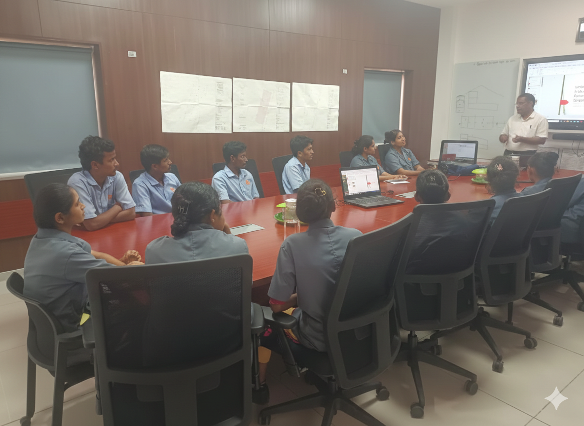 Team collaboration in open plan office